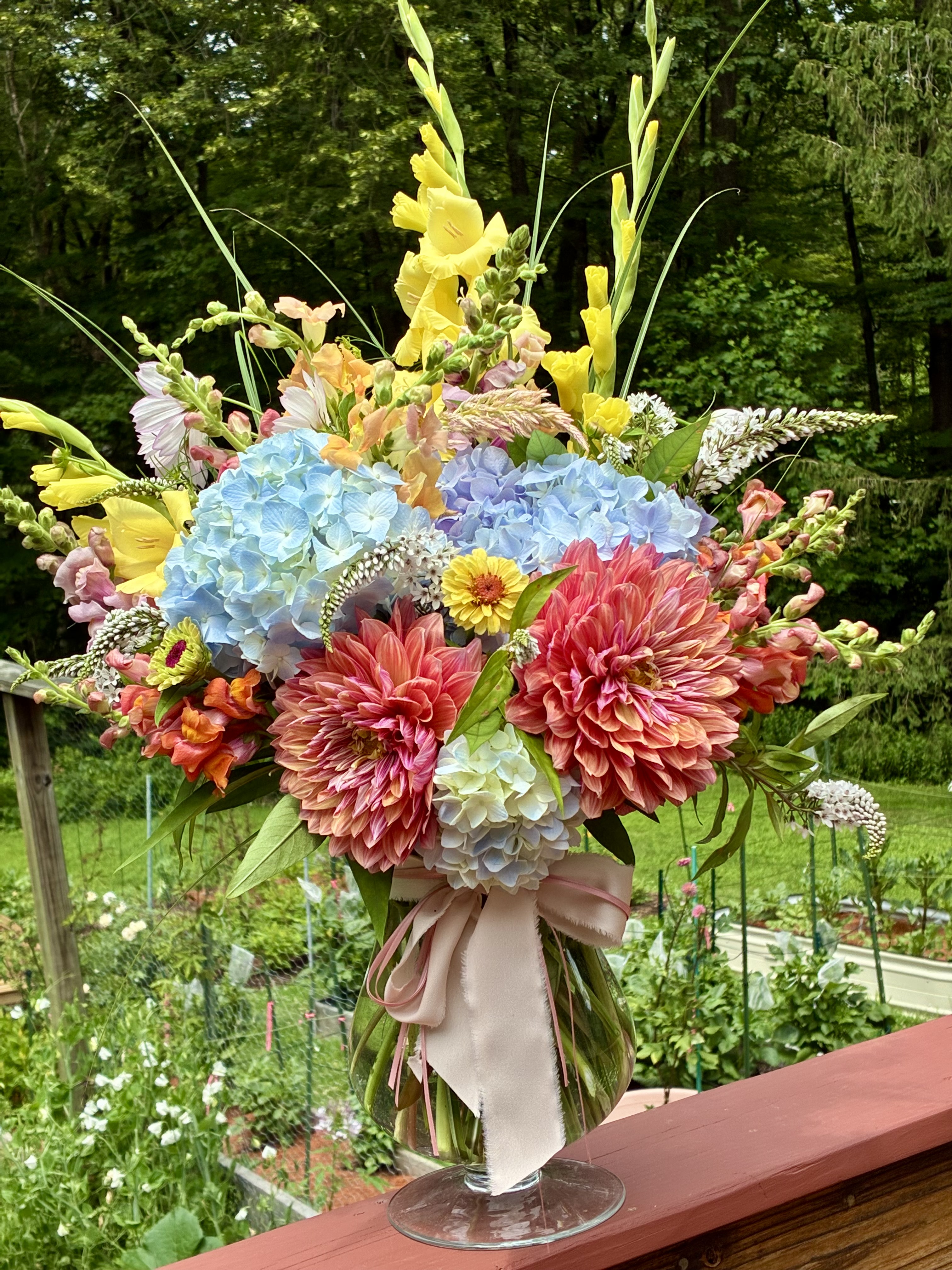 Custom bouquet with seasonal blooms.